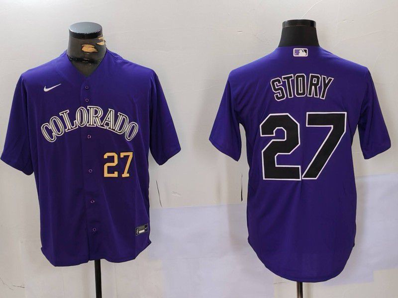 Men Colorado Rockies #27 Story Purple Game 2024 Nike MLB Jersey style 2